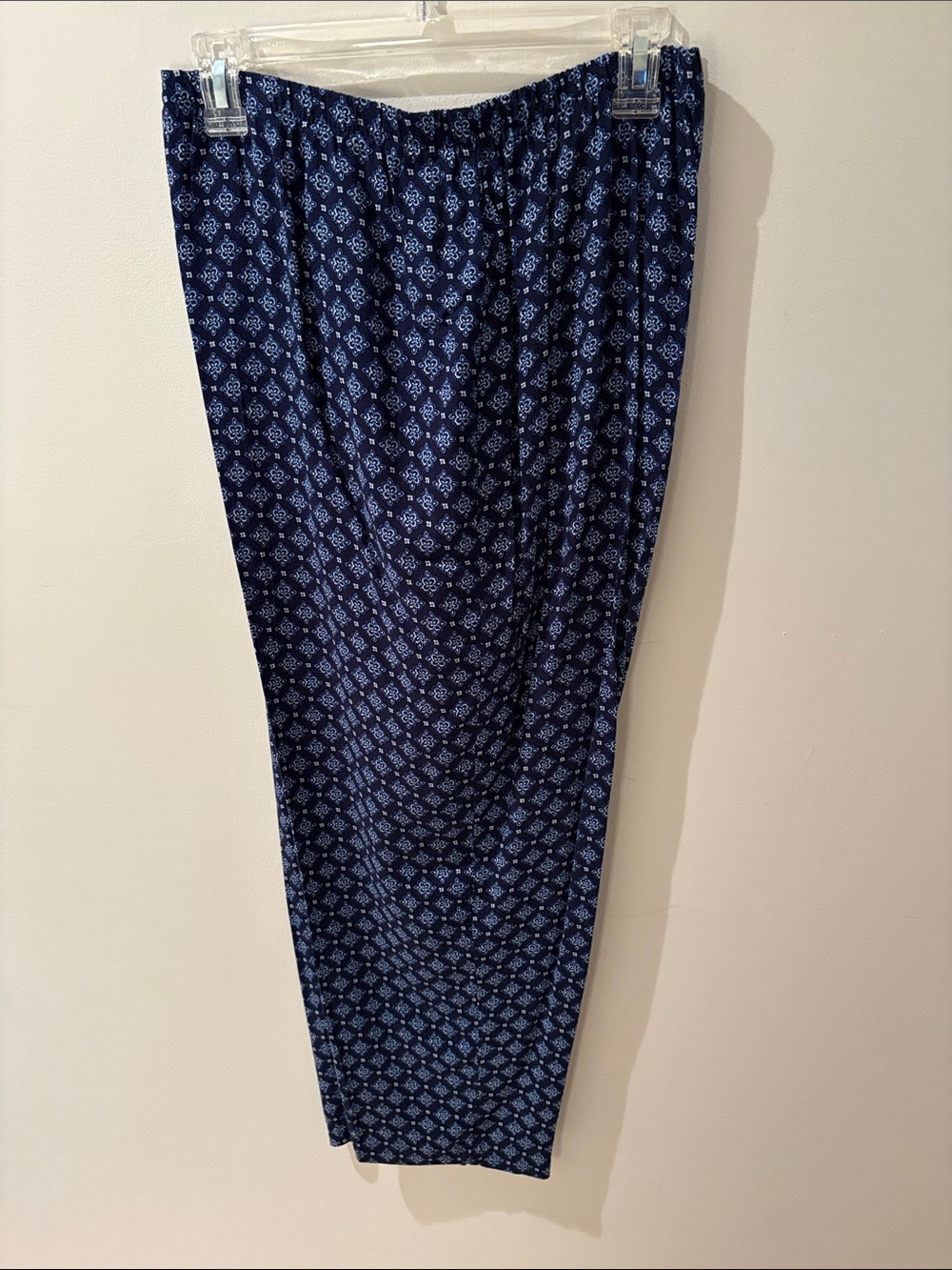 Women's Navy Patterned Straight-Leg Pants
